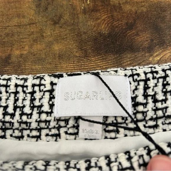 NWT Sugarlips Janae Calera Plaid Monochrome Tweed A-Line Mini Skirt - Picture 4 of 5